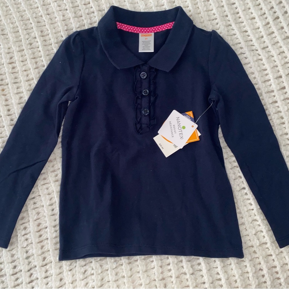 Girl Gymboree navy blue uniform shirt